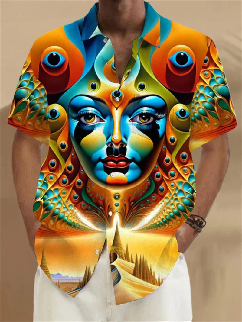 

Men's casual shirt parrot 3D printed shirt men's fashionable Hawaiian shirt beach collar shirt