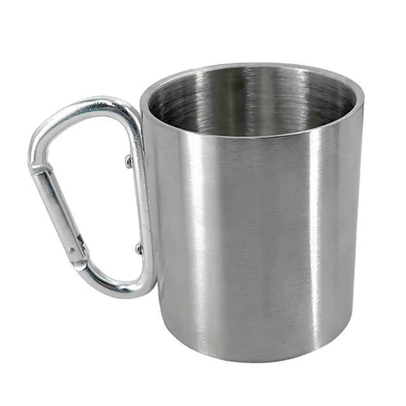 1PC Stainless Steel Outdoor Camping Hiking Water Cup 220ml Travel Camping Portable Button Cups