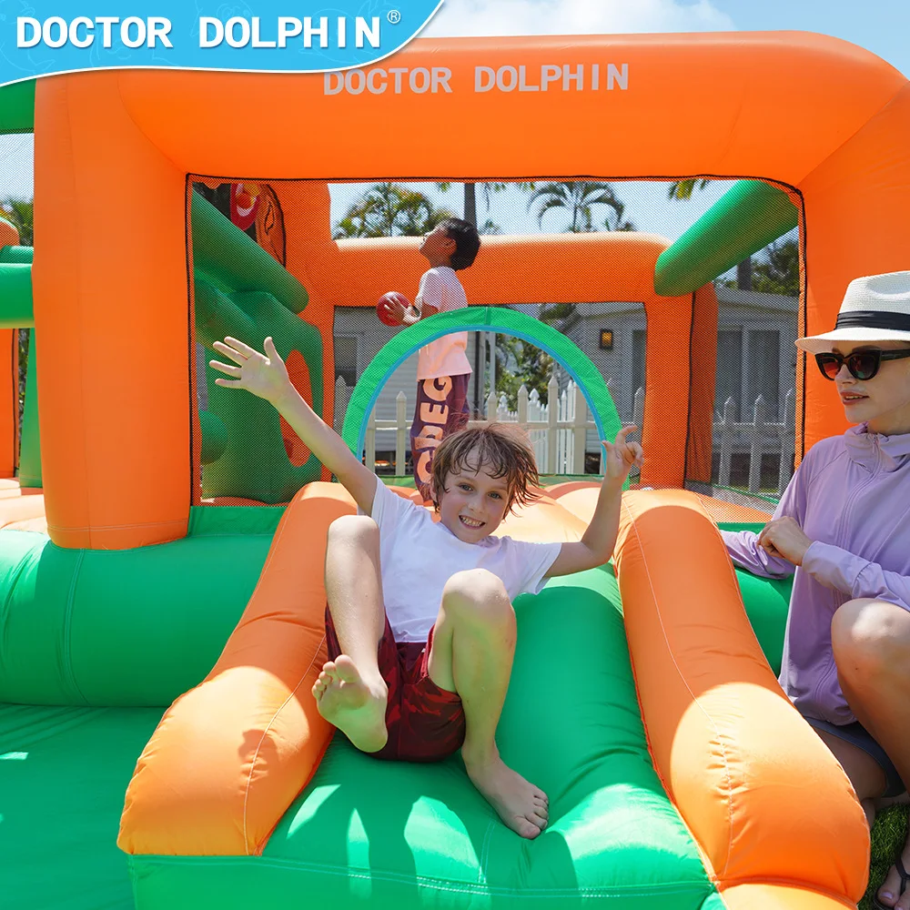 Doctor Dolphin Jumping Castle Inflatable Castle Bounce House Children's Outdoor Inflatable Jumping Trapoline Slide Combination