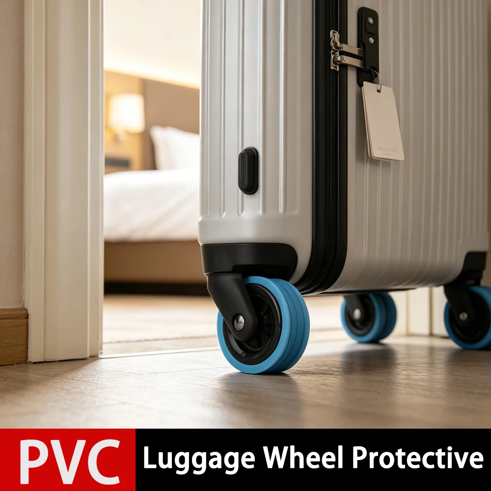 4/8Pcs PVC Plastic Luggage Wheel Protective Covers Silent Reduce Noise Caster Sleeve Travel Suitcase Replacement Accessories