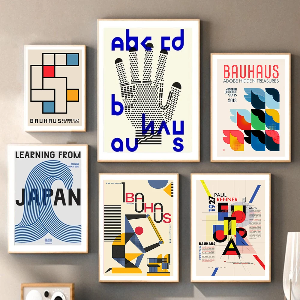 Vintage Bauhaus Art Prints Bauhaus Exhibition Poster Abstract Geometry Wall Art Canvas Painting Nordic Picture Living Room Decor