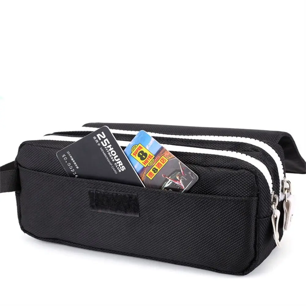 Solid Color Black Pencil Case High Capacity Oxford Cloth High Capacity Pencil Bag Double Layers Pencil Pouch