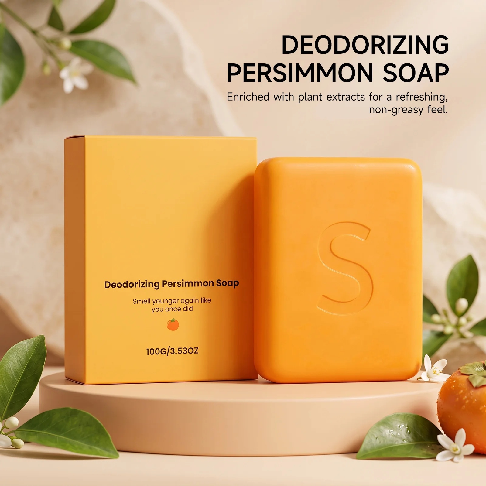 Persimmon Soaps Remove Body Excess Oil Body Odor Removal Moisture Non Tight Deep Cleaning Dirt Long Lasting Scent Soothe Skin