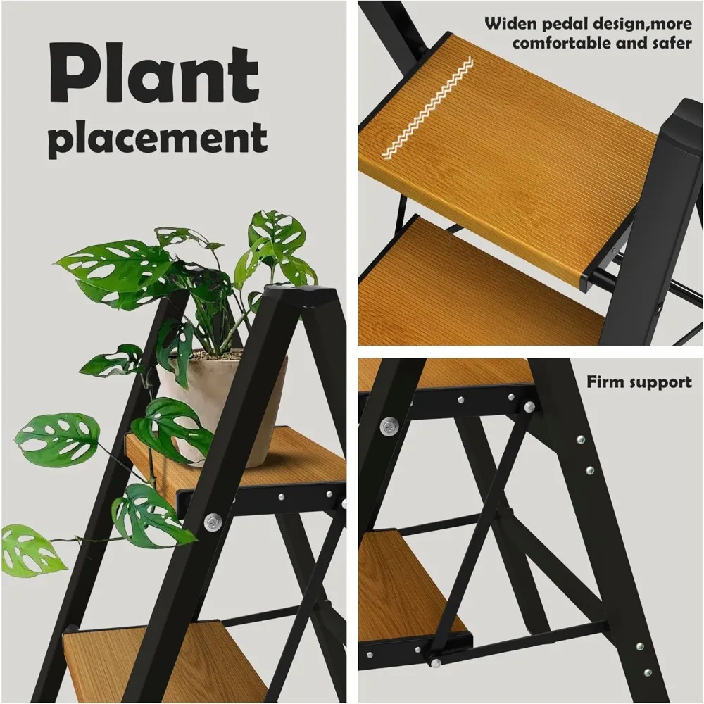 2-traps ladder, aluminium lichtgewicht opvouwbare 2-traps kruk met antislip breed pedaal, 330 lbs capaciteit trapladder voor huis