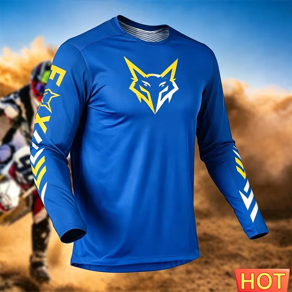 Herren-Motorradtrikot mit 3D-Druck und langen Ärmeln, schnelltrocknendes Sommer-Offroad-Shirt, MTB-Mountainbike-Motocross-Trainings- und Abenteuertrikot – Detail 9