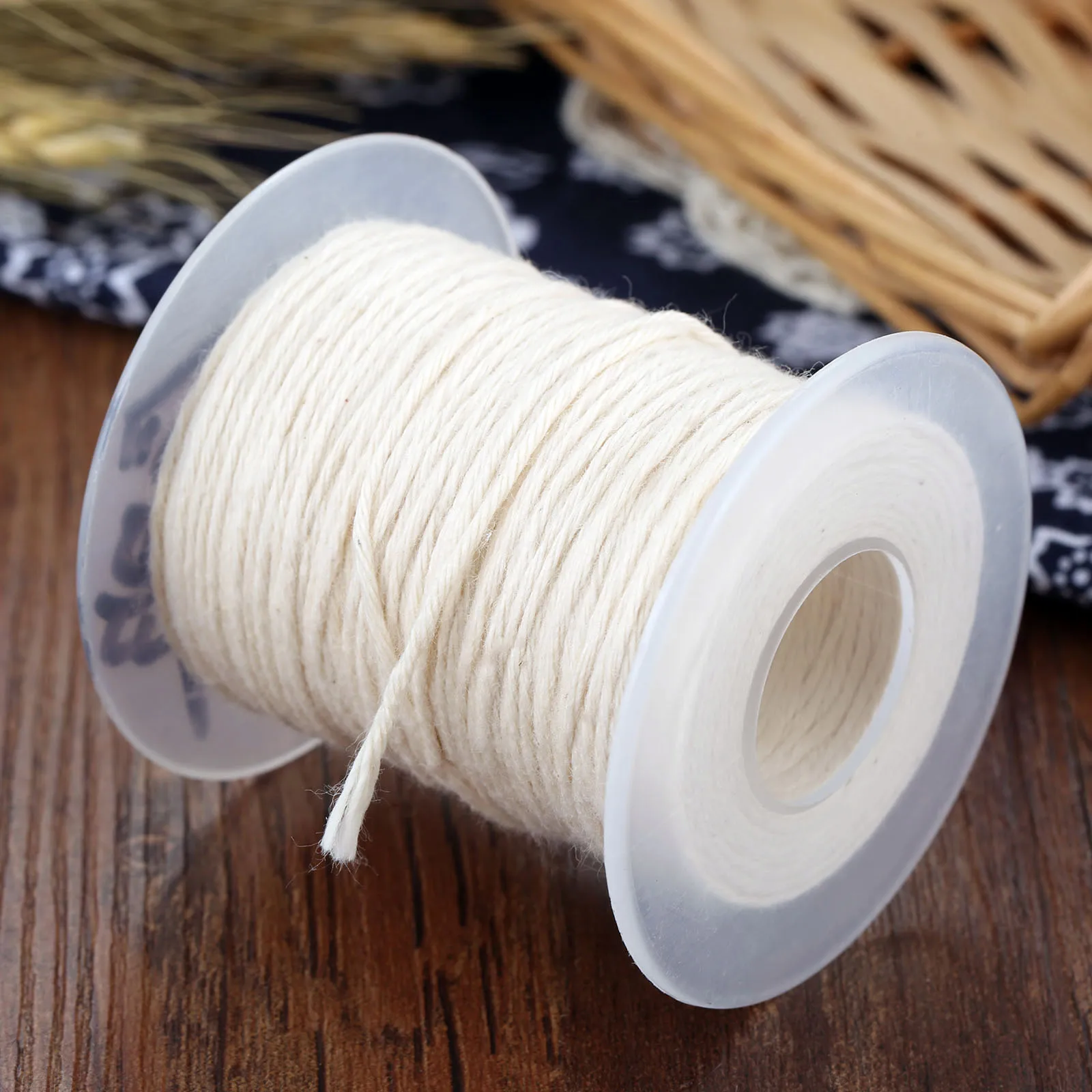 1 Roll Candle Wick Spool Core Unwaxed White Nature Cotton Wicks 61m/200ft*1mm Candles Making DIY Craft Handmade Candles Supplies