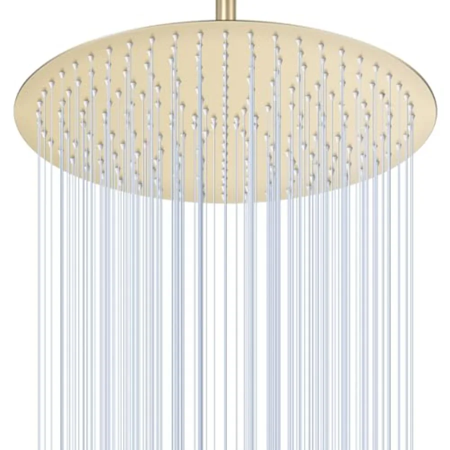 

16 inch Brushed Gold Round Rain Shower Head for bathroom, stainless steel 304, brushed gold, ultra thin design with 230 silicon