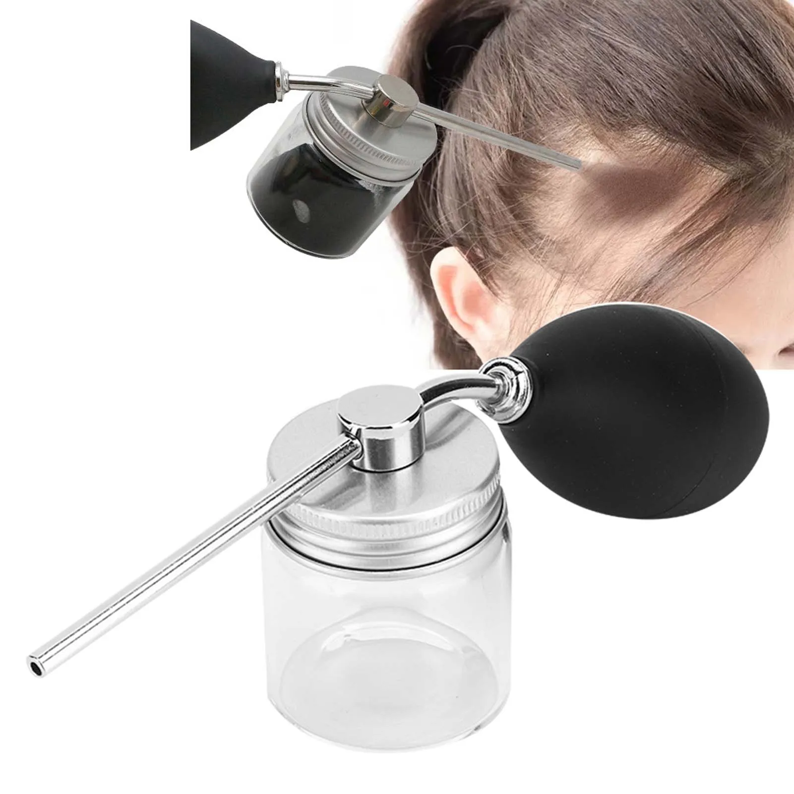 

Refillable Barber Powder Spray Bottle Hair Building Fiber Applicator Talc Powder Blower Puffer Tools Portable Salon Accessories