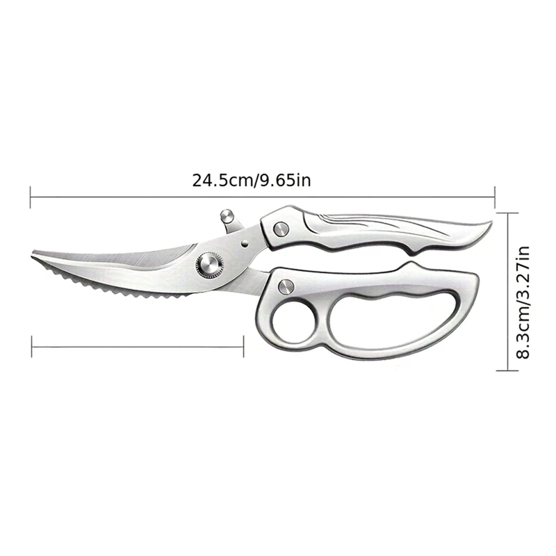 Multipurpose Kitchen Scissors Stainless Steel Scissors for Meat Vegetables,Scrape Fish Scales Powerful Chicken Scissors Retail