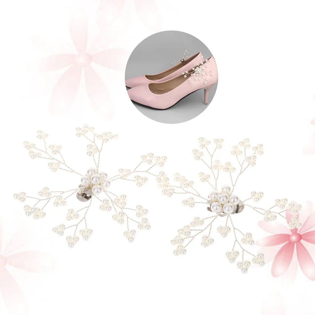 مشبك إبزيم حذاء لؤلؤي مصنوع من خليط معدني أبيض أنيق يمكنك صنعه بنفسك لأحذية الزفاف أحذية مسطحة بكعب عالٍ ومشابك أحذية لؤلؤية #1