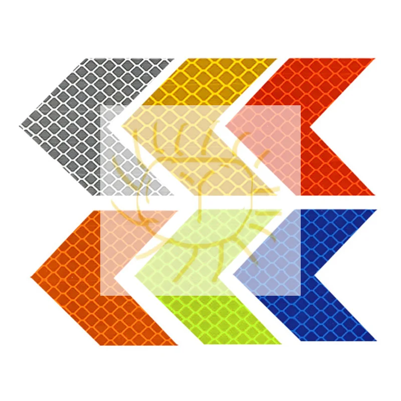 

10Pcs/Set Motorcycle Accessories Reflective Arrow Sign Tape Warning Safety Sticker For Car Bumper Trunk Reflector Hazard Tape