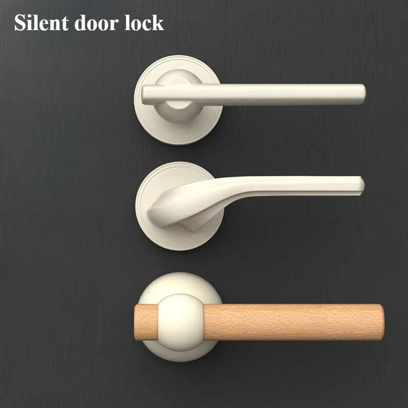 cream wind indoor mute door lock milky white household universal bedroom bathroom room solid wood door lock handle