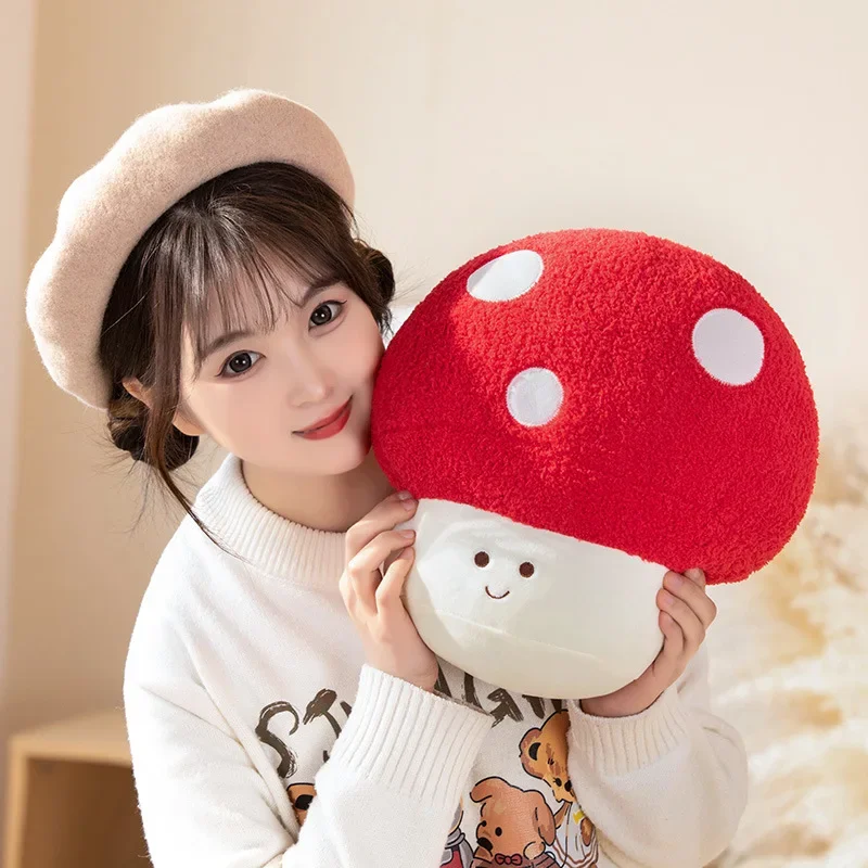 Mainan boneka mewah lembut jamur warna-warni lucu gaya baru 30cm bantal Kawaii halus dekorasi kamar hadiah untuk teman