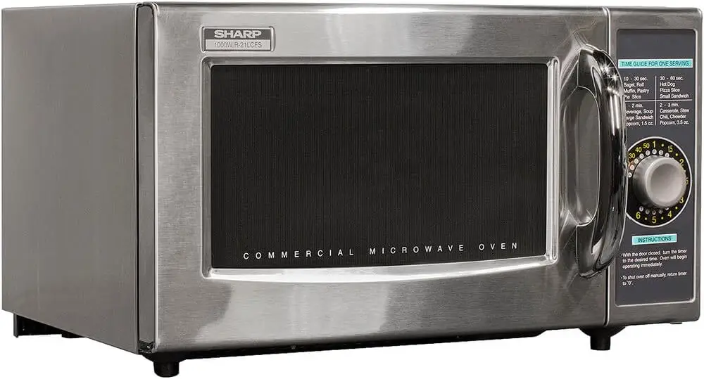 Horno microondas comercial de servicio medio, horno de acero inoxidable con temporizador de Dial, 1000 vatios, 120 Voltios, talla única, R-21LCFS