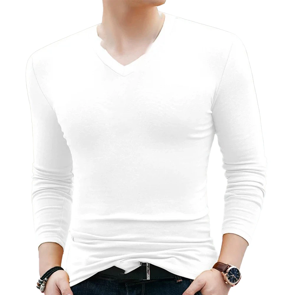 Comfy Fashion Top T Shirt Pullover Slim Fit Strong Tattoo Tops Undershirt V Neck Activewear Casual Long Sleeve