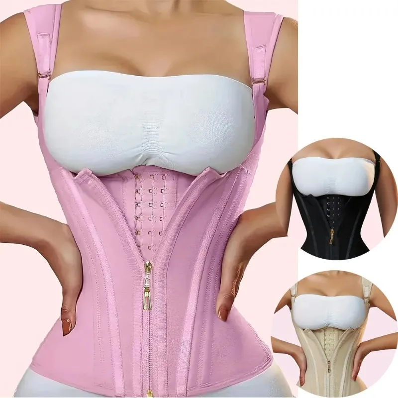 Women's Plus Size Tummy Control Corset Vest Cincher Full Coverage Back Shapewear with Zipper Buttoned Closure Hard Control Belt