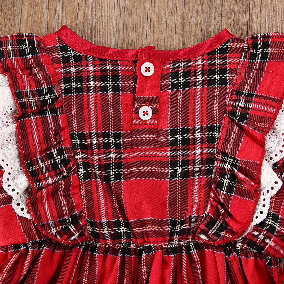 Newborn Baby Girl Christmas Clothes Plaid Lace Ruffle Long Sleeve Romper Dress Shorts Xmas Pageant Party Princess Outfit 0-24 M