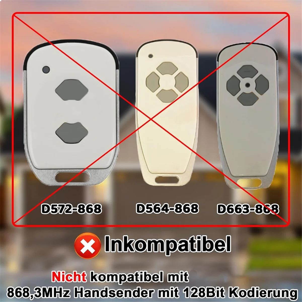 ABNJ 2 pezzi 868,3 MHz Trasmettitore manuale per porta garage per D302-868, D304-868, D384-868, D321-868, D323-868