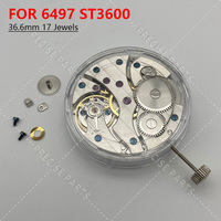 Men's watch ETA 6497 Handwind 17 Gemstone Case Fitting Repair New Seagull ST3600 Mechanical Movement ST36