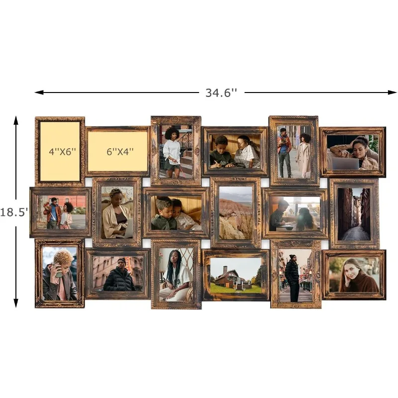 

Collage Picture Frames for Wall Decor, 18-Opening Reunion Family Friends Picture Frame Set, 4x6 Photo Frames