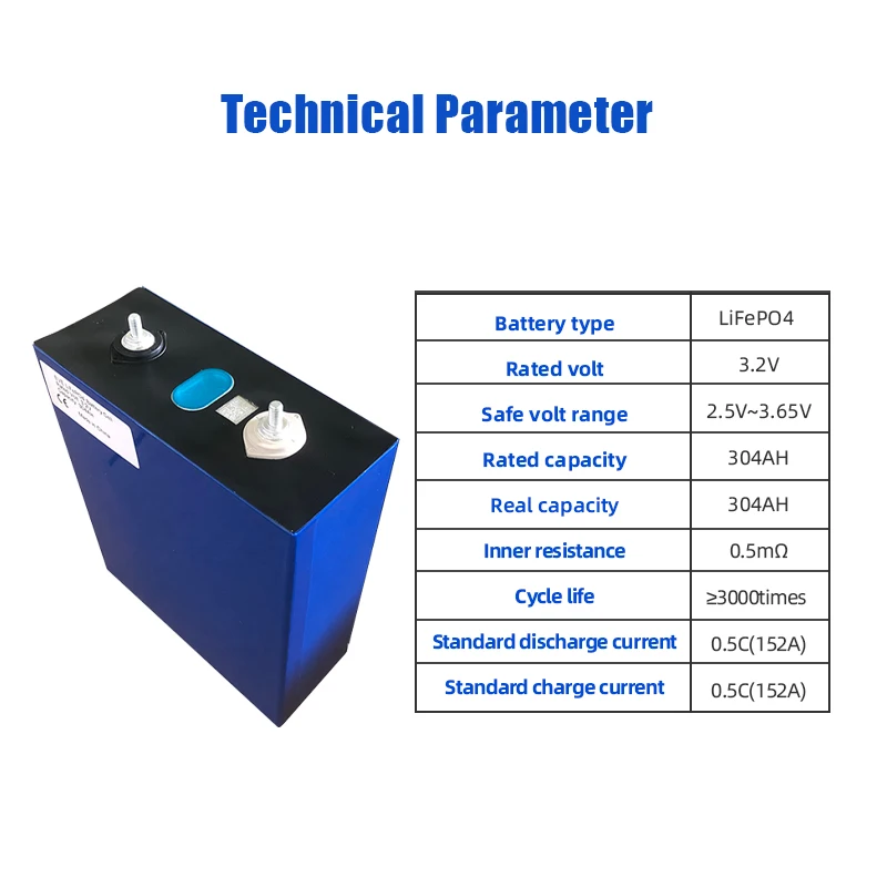 3.2V 304AH 310AH 320AH New Grade A Lifepo4 Rechargeable  for Boats Van 12V 24V 48V Battery Pack Deep Cycle With Free Busbars