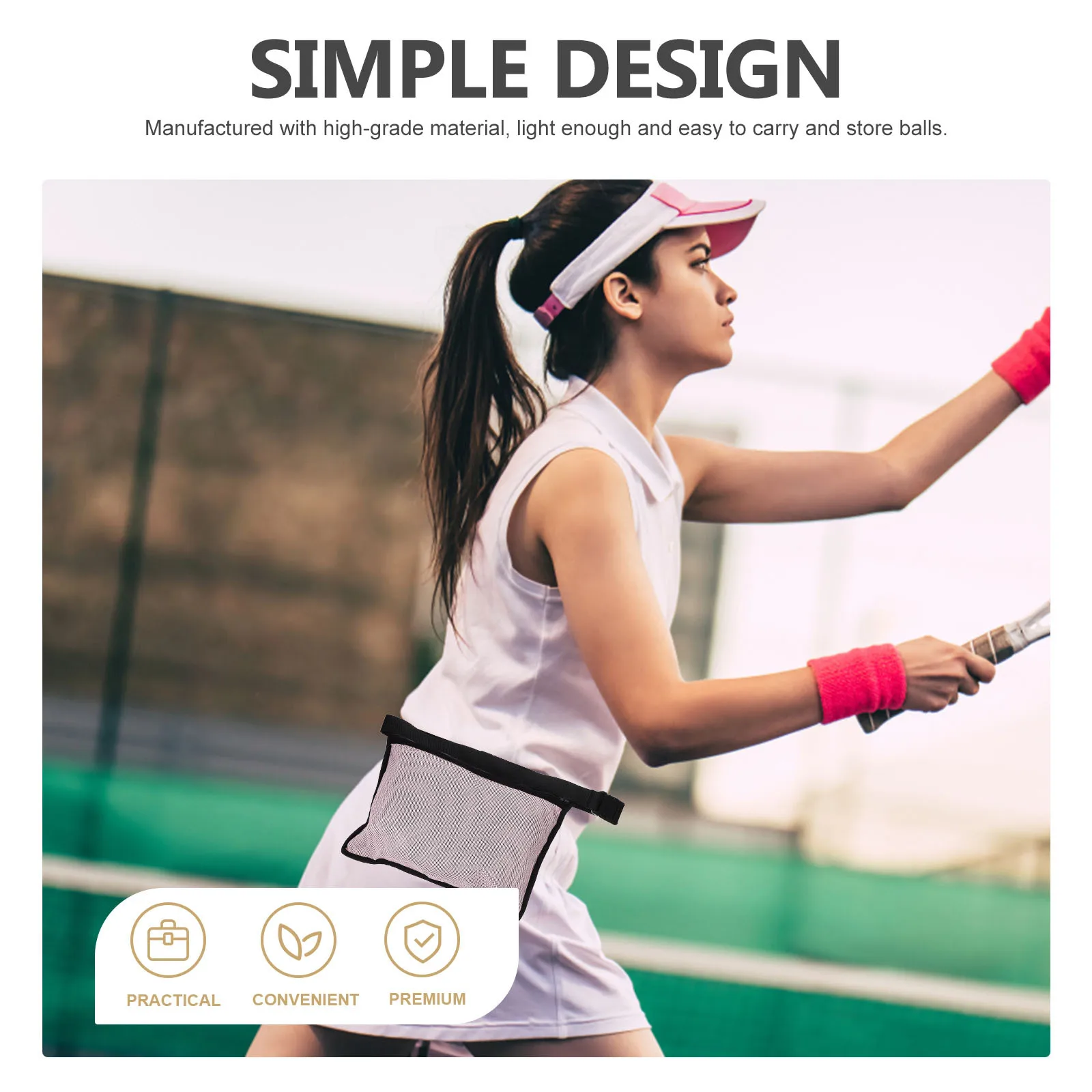 

Pick up Ball Bag Tennis Waist Bags Storage Practice Mesh Racket Carrying Balls Picking