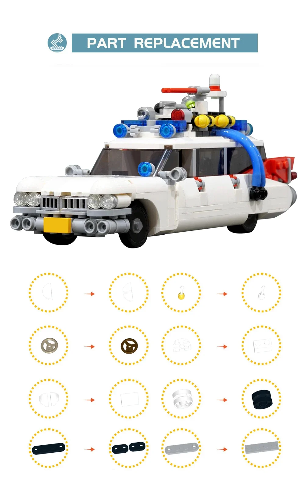 MOC Compatible 21108 Ghost Busters Ecto-1 Movie Car Building Blocks Creative Racing Cars Toys Assembly Model For Kids Boys Gifts