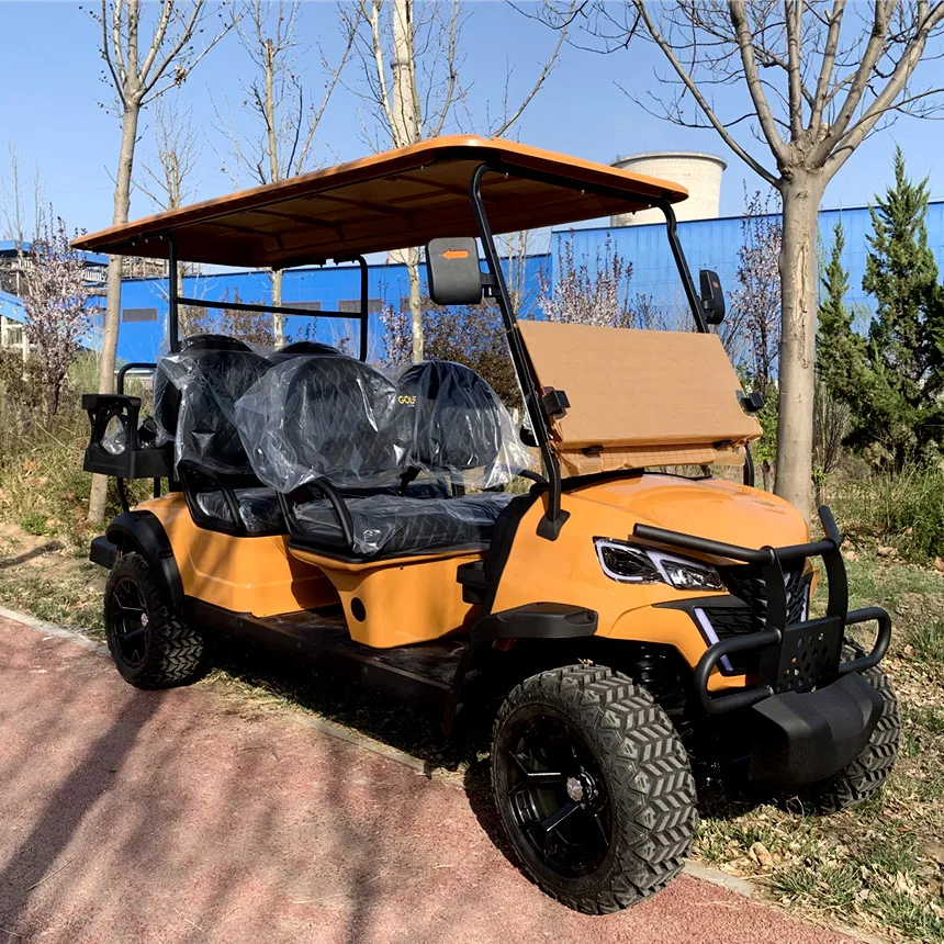 Free Custom Color Electric Golf Cart 72V Lithium Battery Golf Cart Model E 6 Seat With Rain Cover Sunshine Curtain Golf Cart