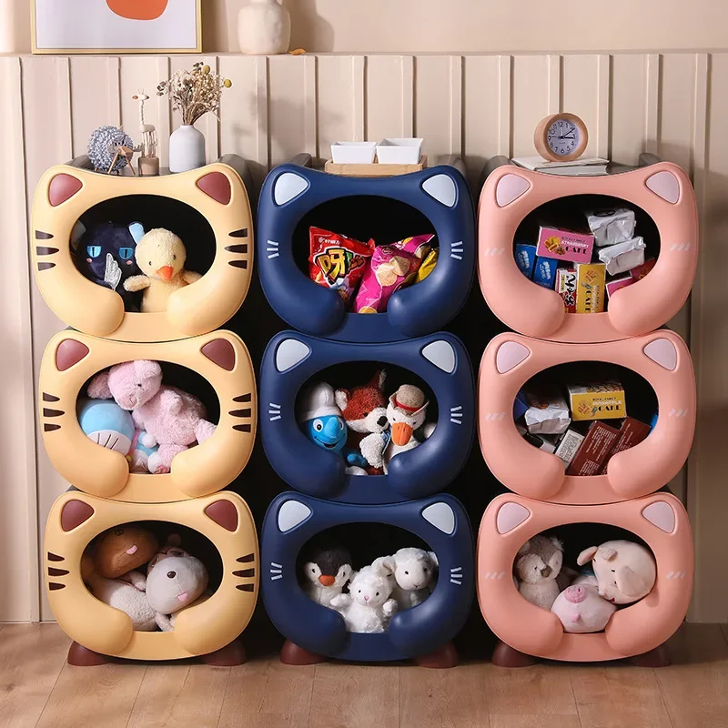 Children's Toy Storage Box Household Cute Childlike Organizing Box Baby Clothes Storage Cat Shape Large Capacity Storage Rack