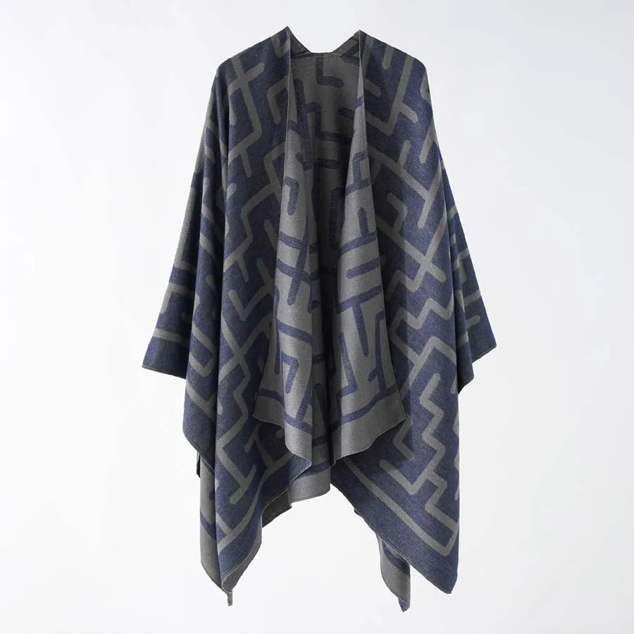 New Fashion Maze Plaids Split Cape Big Shawl Spring Autumn Leisure Travel Warm Shade Wraps Cappa