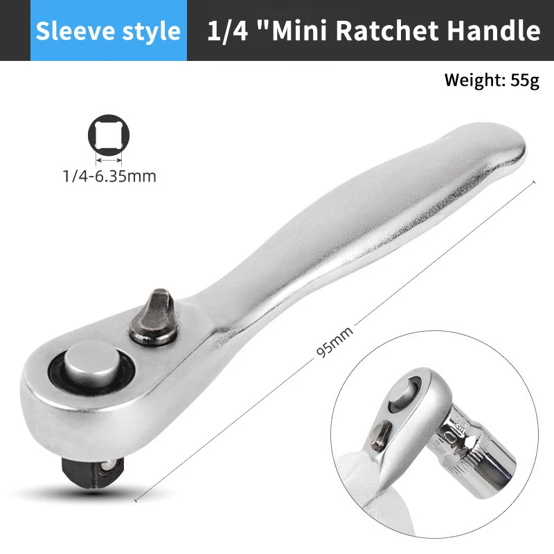 Mini Treble 1/4 Ratchet Wrench Double Ended Ouick Socket Screwdriver Hex Torque Wrenches Set 2-in-1 Spanner Hand Repair Tools