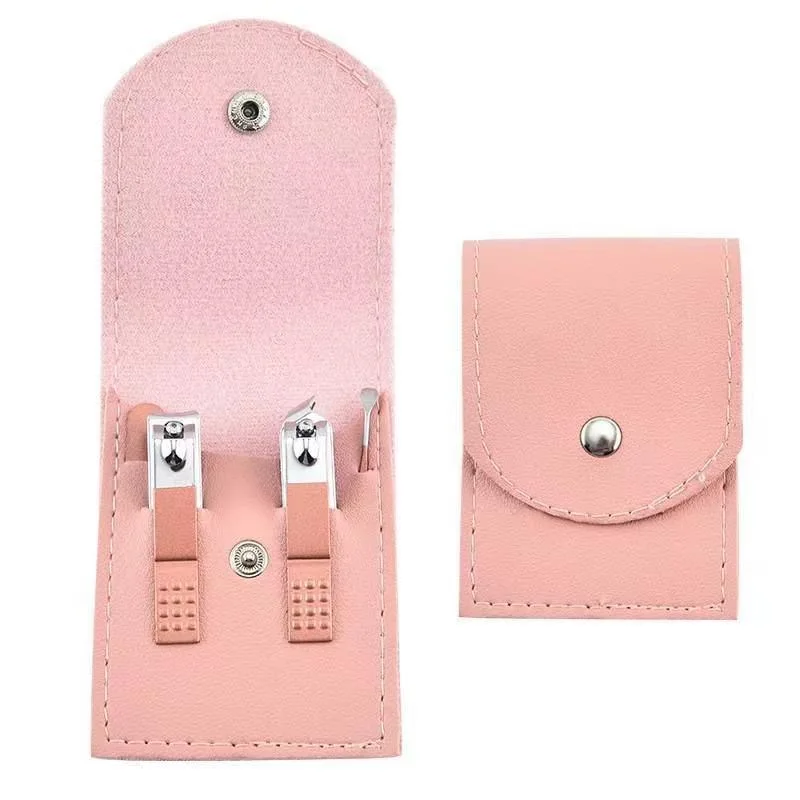 Set da vacanza per tagliaunghie da 4 pezzi, forbici per unghie a lama dritta in acciaio inossidabile, raccoglitore per orecchie, kit di attrezzi per tagliare le unghie dei piedi e