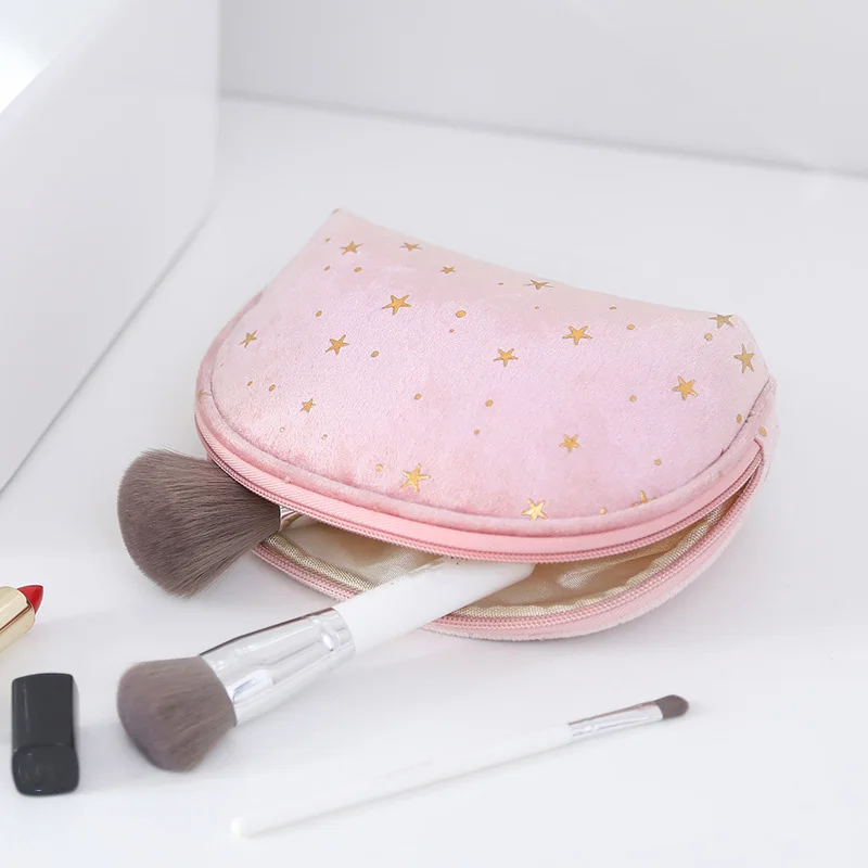 Mini Simple Plush Makeup Cosmetic Bag Cute Shell Small Cosmetic Bag Lipstick Makeup Pouches Portable Organizer Women\'s Handbags