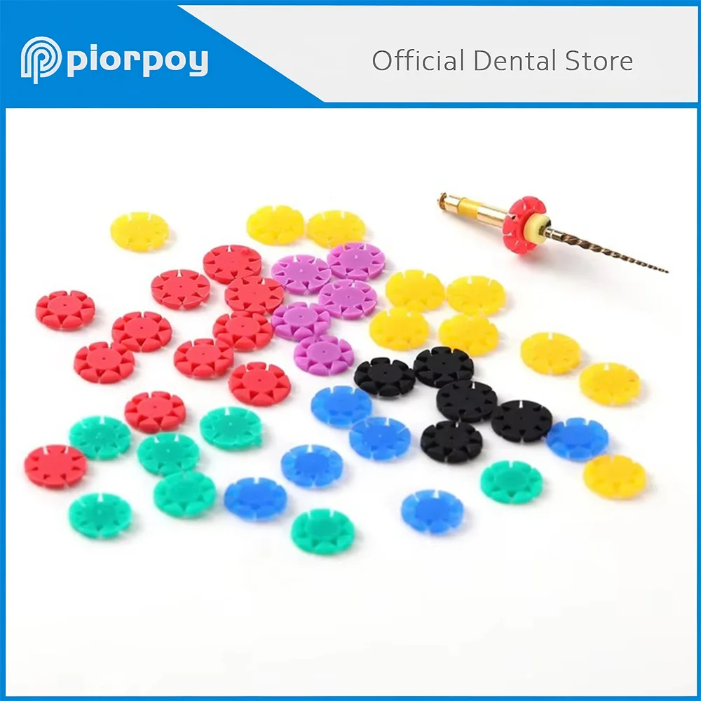 PIORPOY 100 PCS Dental Endo Root Canal File Disinfection Marking Circle Ring Counting Silicone Endodontics Stopper Materials