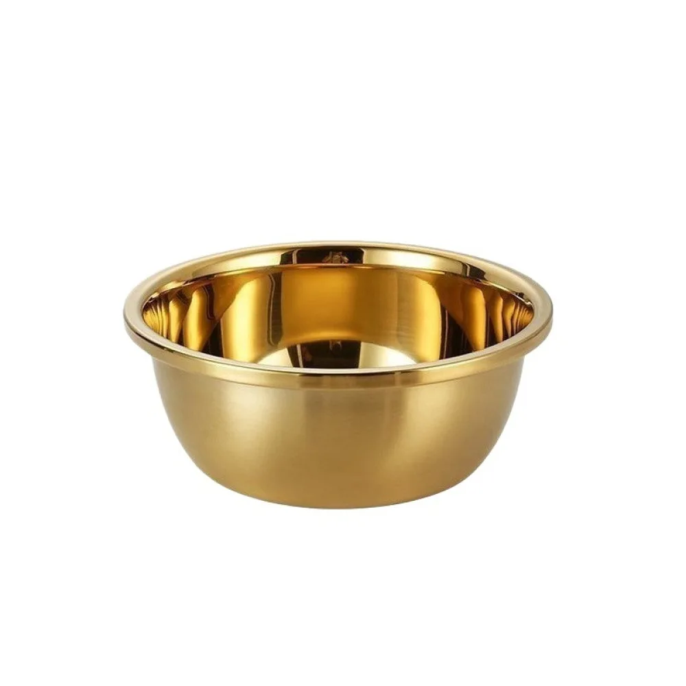 Thickened Stainless Steel Gold Bowl Kitchen Basin Versatile Pet Feeding Container Durable Metal Bowl For Dog Cat Tableware