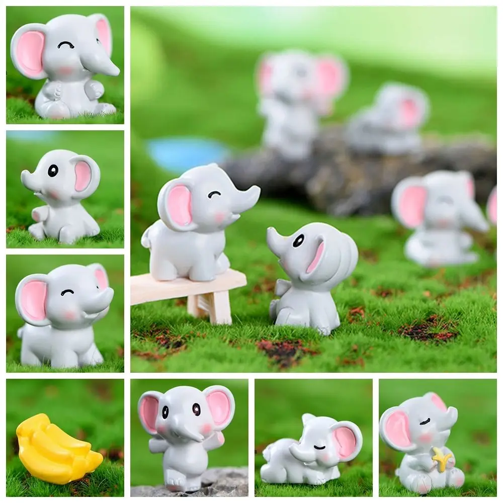 Cute Mini Elephant Statues DIY Resin Crafts Elephant Figurines Miniature Delicate Handmade Micro Landscape Decoration