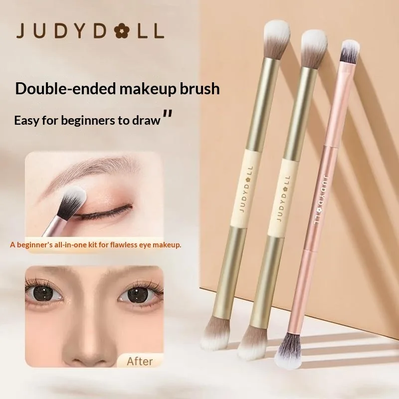 Judydoll デュアルエンド コンター ブラシ - アイシャドウ、鼻の輪郭形成、顔の輪郭形成用のソフトメイクアップブラシ、初心者に最適