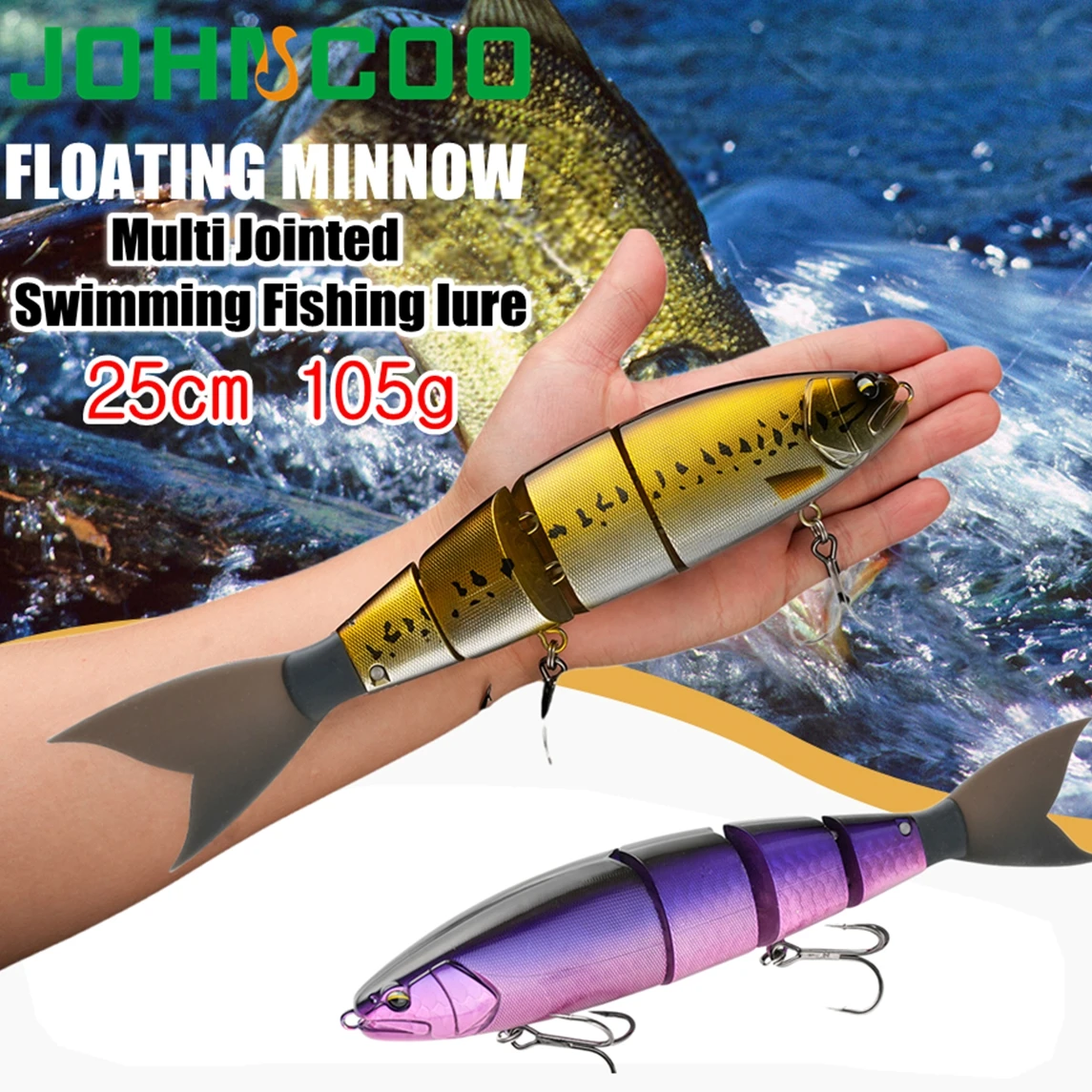 Johncoo Jointed Fishing Lure 25cm 105g Predators Bait 4 sections Floating lure Wobblers  Swimming Fishing lure