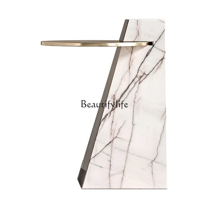 

Italian minimalist marble edge table light luxury post-modern corner table