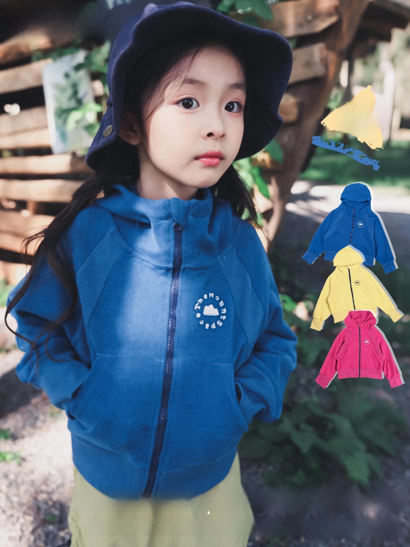 Outdoor Hooded Jacket for Girls Casual Long Sleeve Contrast Color Children's Clothing Autumn Winter Cotton Polyester Blend