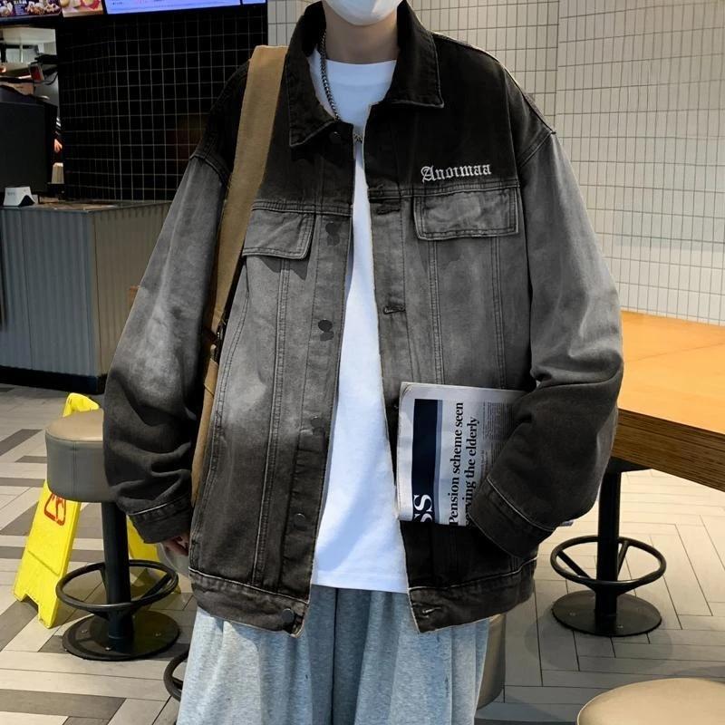 

Gradient Color Button Denim Jackets Man Trendy Clothing in Lowest Price Cowboy Coat for Men High Quality Cowgirl Washed Menswear