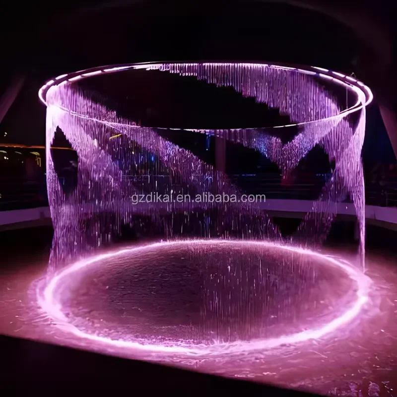 Digital Water Curtain Fountain Outdoor Garden Decor LED Light Waterfall Feature for Patio Yard Landscape Modern Home