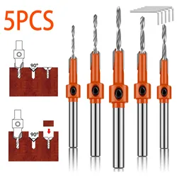 Set di punte da trapano per svasatore strumento di perforazione per la lavorazione del legno Kit di punte per trapano strumento per la lavorazione del legno con chiave esagonale per legno PVC plastica metallo morbido