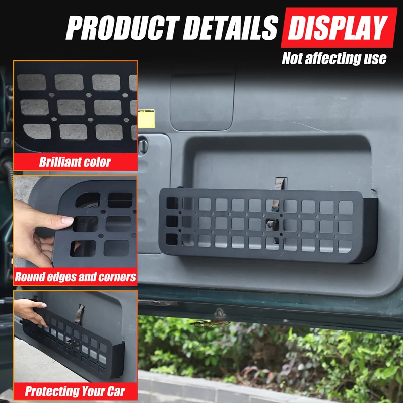 

1Pcs Aluminum Alloy Black For Toyota Land Cruiser Prado 120 2003-2009 Car tailgate mesh bag storage baffle interior accessories