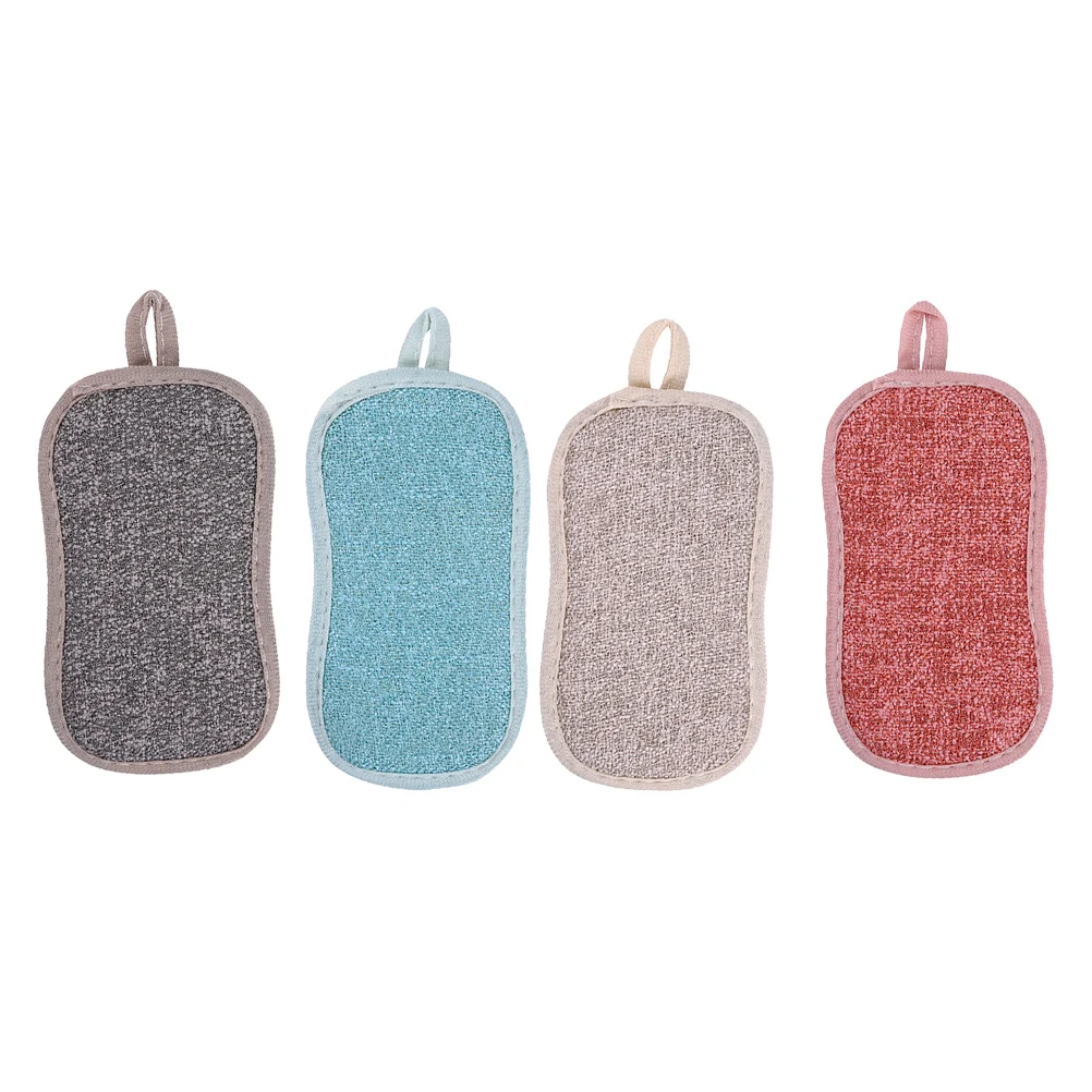 

4pcs Dish Cloth Sponge Pad for Kitchen Cleaning Double Sided Scrub Durable Absorbent Non Deforming Fiber Material