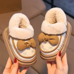 Children's Shoes Girls Warm Plush Snow Boots 2024 Autumn Winter Indoor Anti Slip Platform Comfort Cute Cartoon Baby Cotton Boots