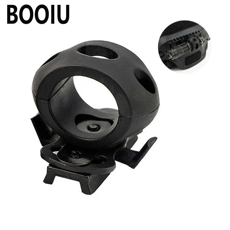 BOOIU Tactical Helmet Flashlight Clamp Mount 360 Degree Universal Rail Helmet Light Torch Holder Adapter for Fast Helmet