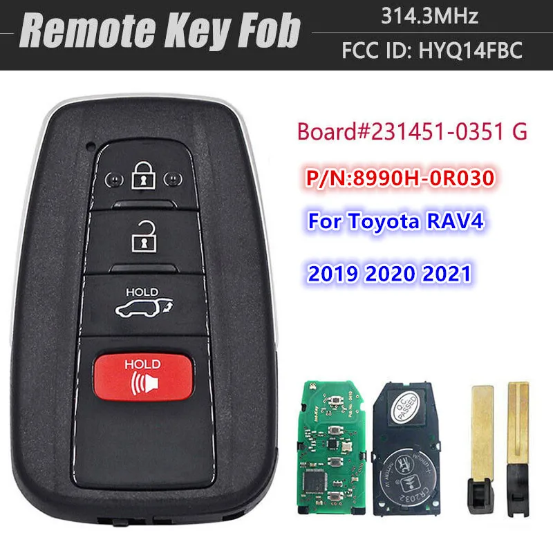 KEYECU for Toyota RAV4 2019 2020 2021 NEW Smart Remote Key Keyless Fob HYQ14FBC 231451-0351 P/N: 8990H-0R030