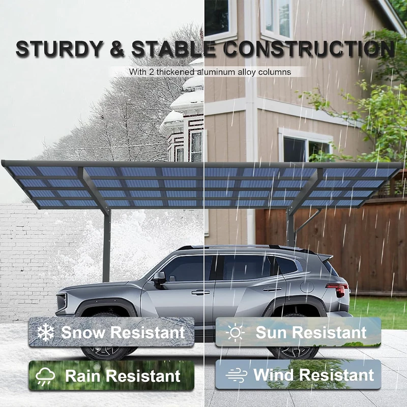 Portable Aluminum Alloy Carport Assembly Parking Shelter Outdoor Vehicle Shade Awning Rainproof Garage Canopy Home Use Kit