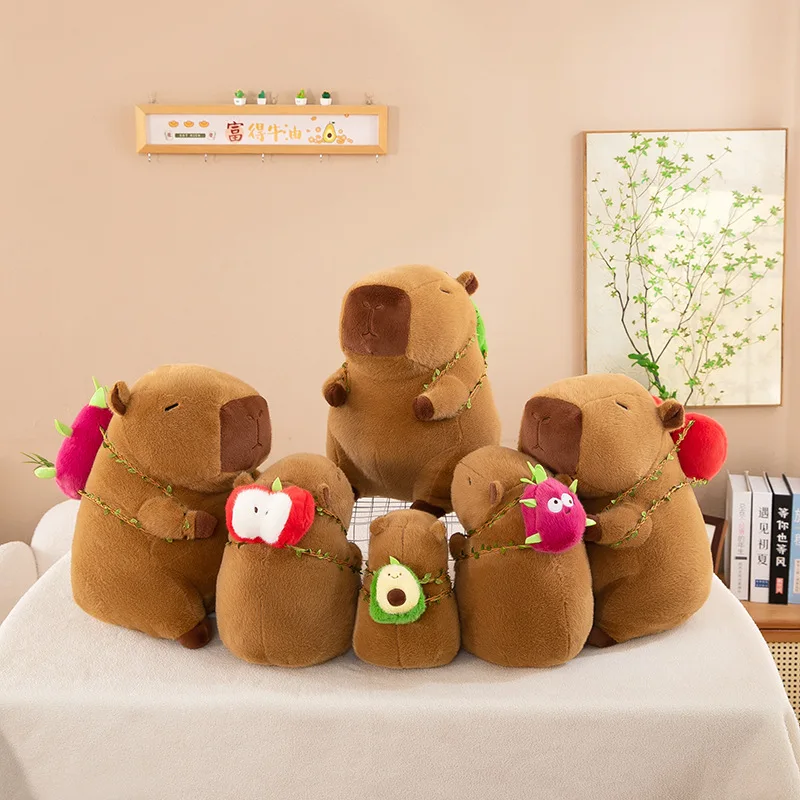 

Kawaii New Fruit Backpack Capybara Plush Toy Stuffed Doll Pillow Cuddly Plushie for Kids Birthday Gift Kawaii Cute Animal